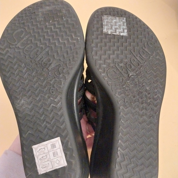 Skechers Black Slide Sandals with Sparkling Accent - Picture 6 of 7